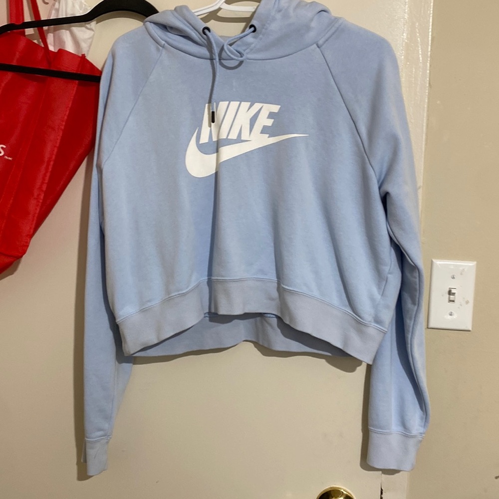 Nike baby blue L cropped hoodie